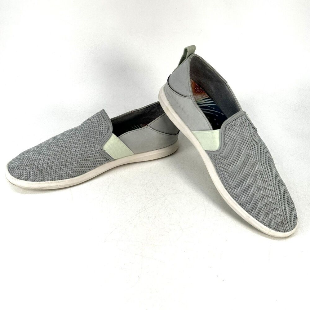 OluKai Hale'iwa Slip On Shoes Women's 11 Grey & Mint Mesh Boat Shoe